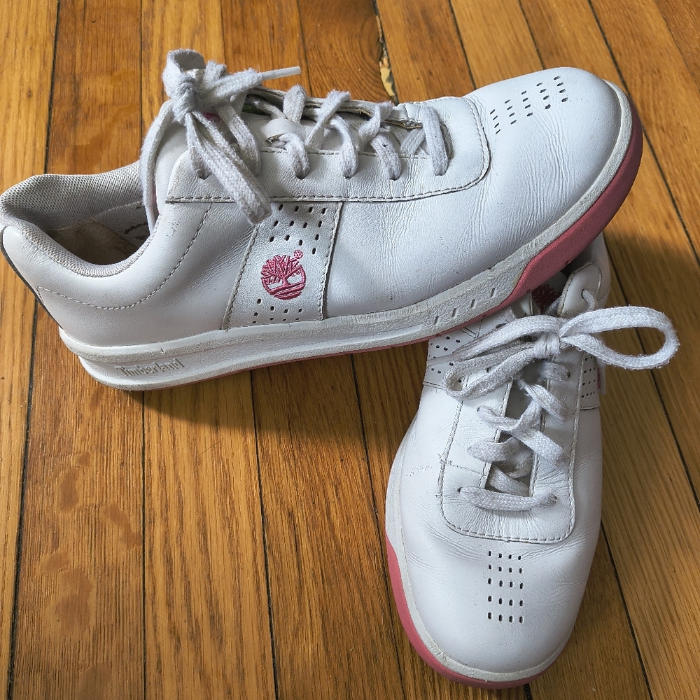 Timberland White And Pink Sneakers